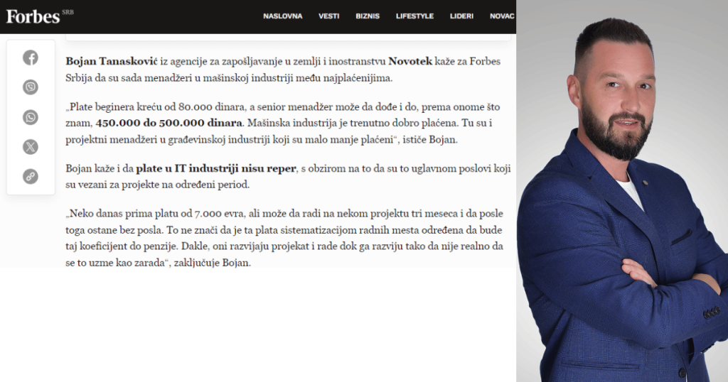 Bojan Novotek intervju za Forbes Srbija